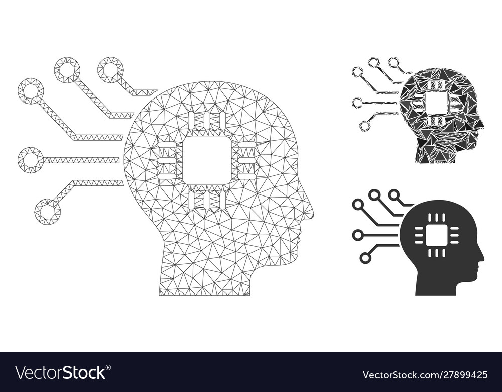 Brain circuit mesh wire frame model vector image Brain circuit mesh wire frame model