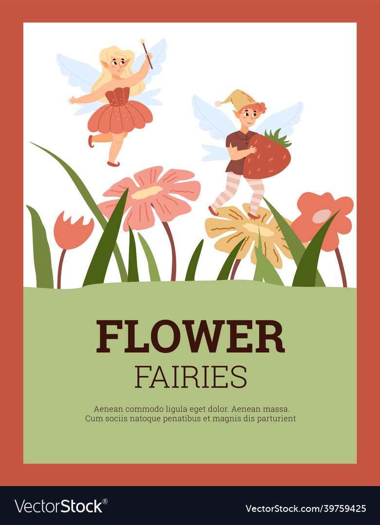 Card or banner layout with cute little flower