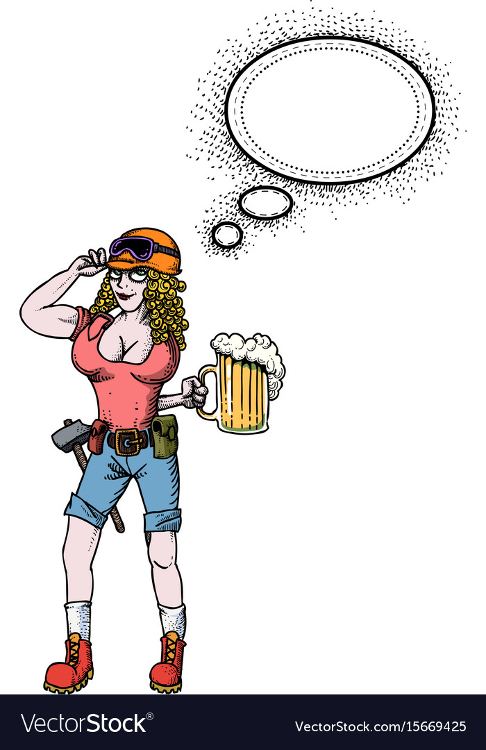 Hard working woman with beer-100