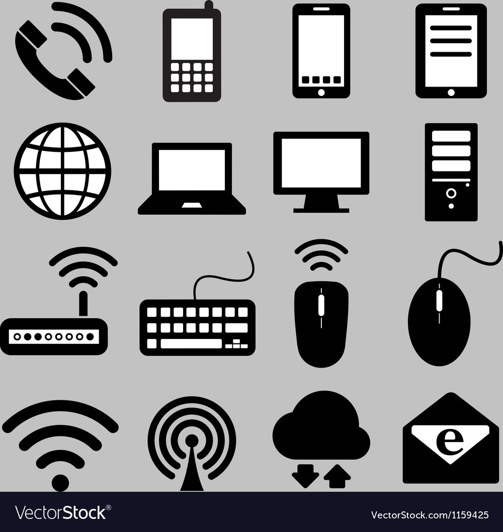 Icon set mobile devices computer and network Vector Image