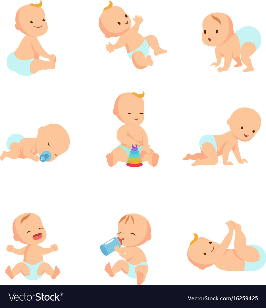 Infant baby characters newborn in Royalty Free Vector Image