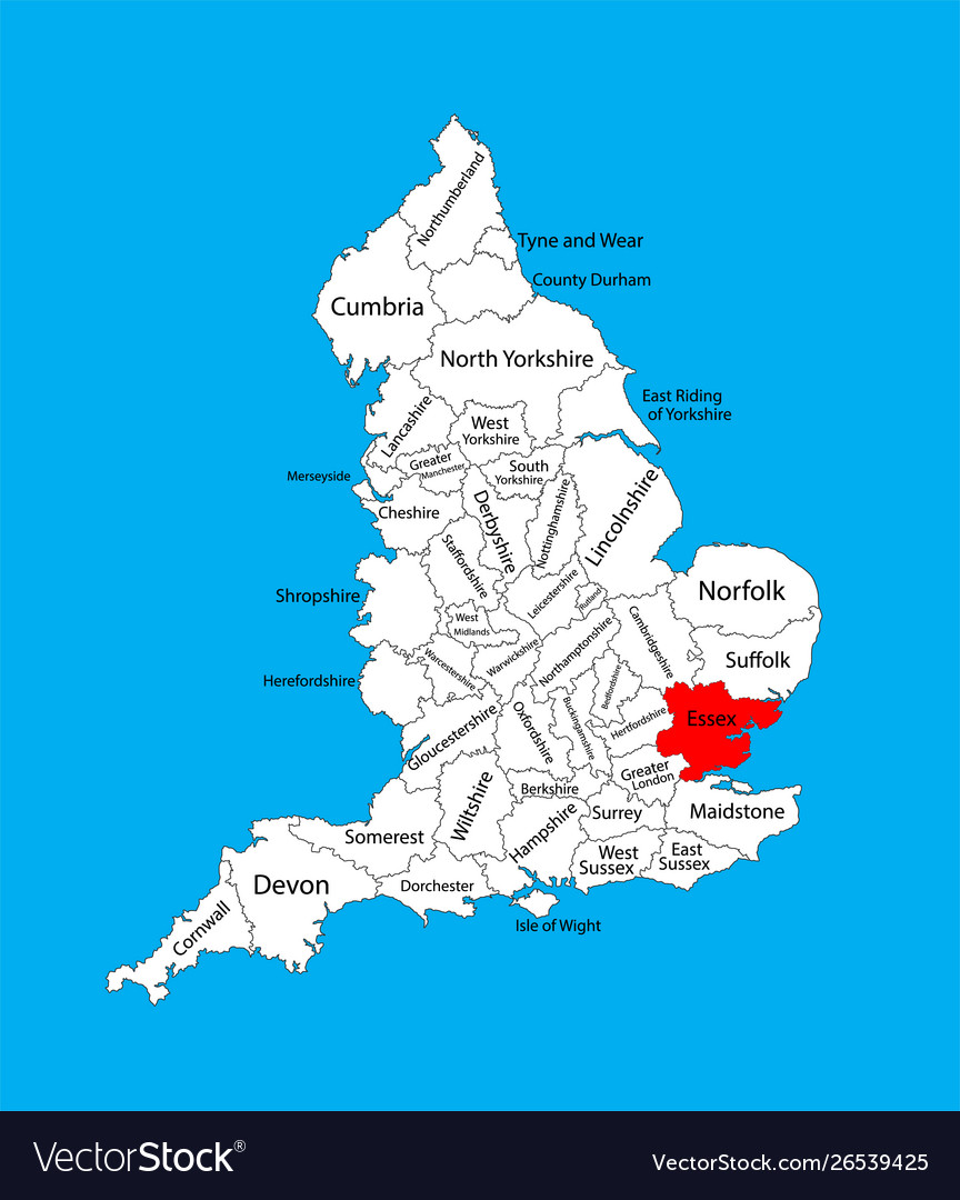 Map Of England Essex County - Faythe Theresina