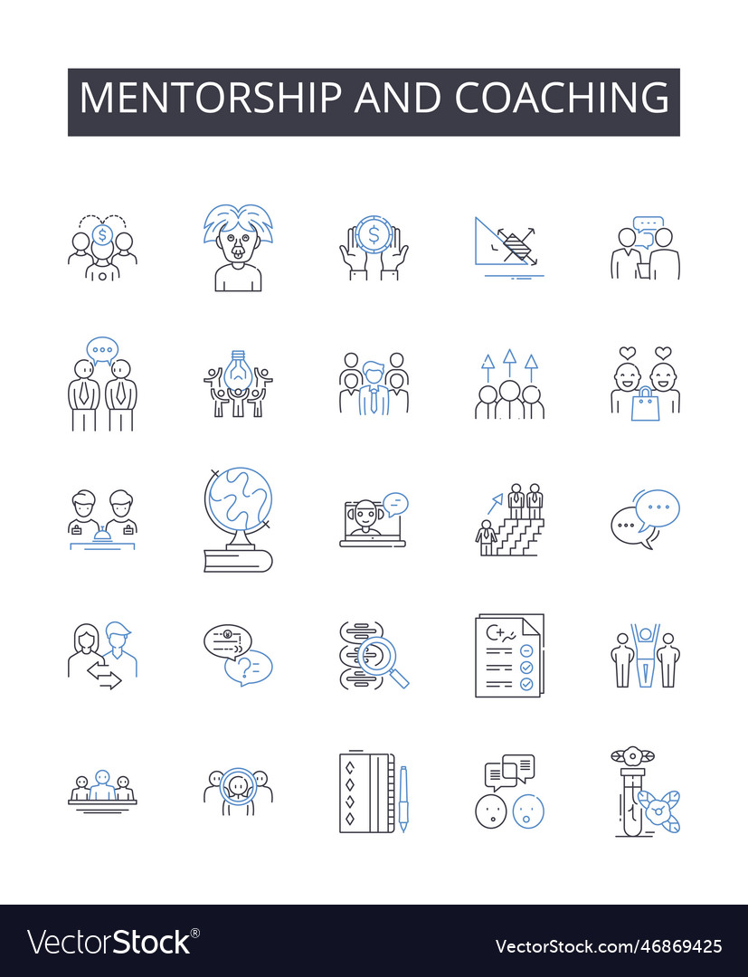 Mentorship and coaching line icons collection Vector Image