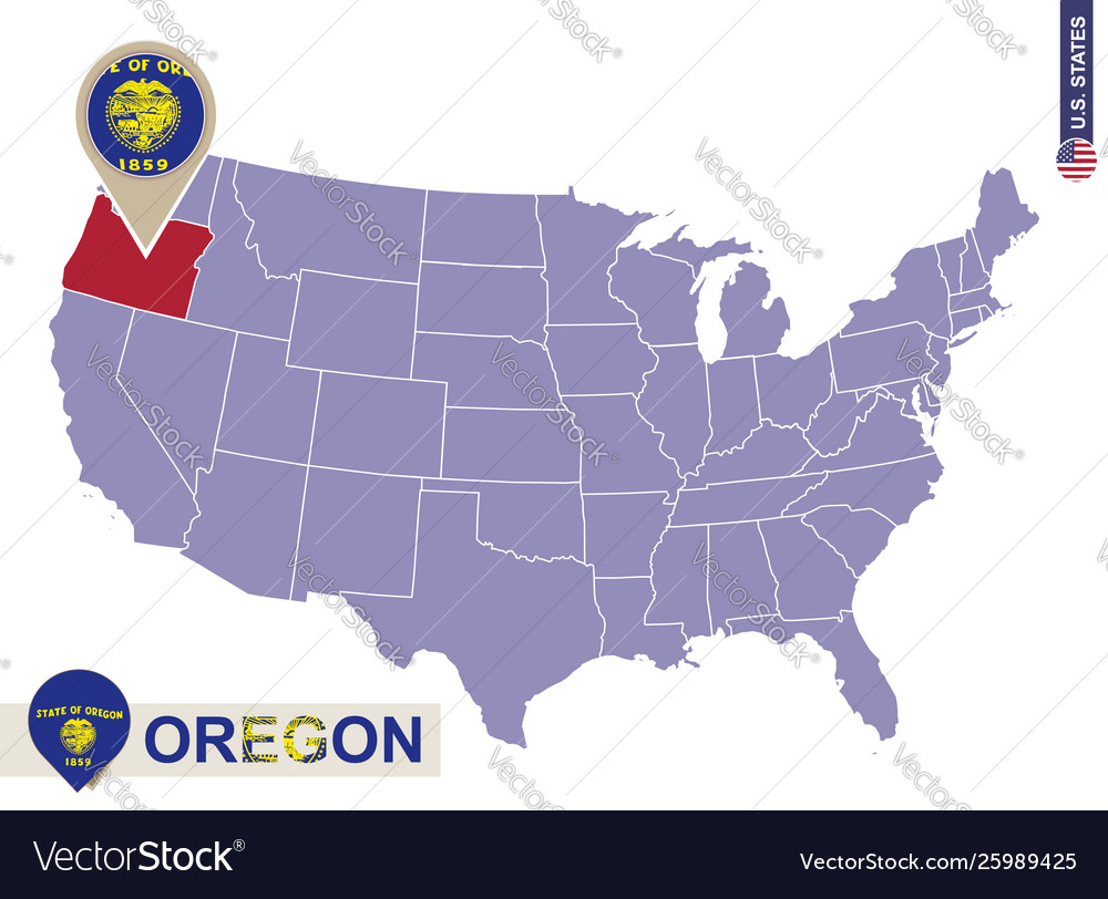Oregon State Map and Flag