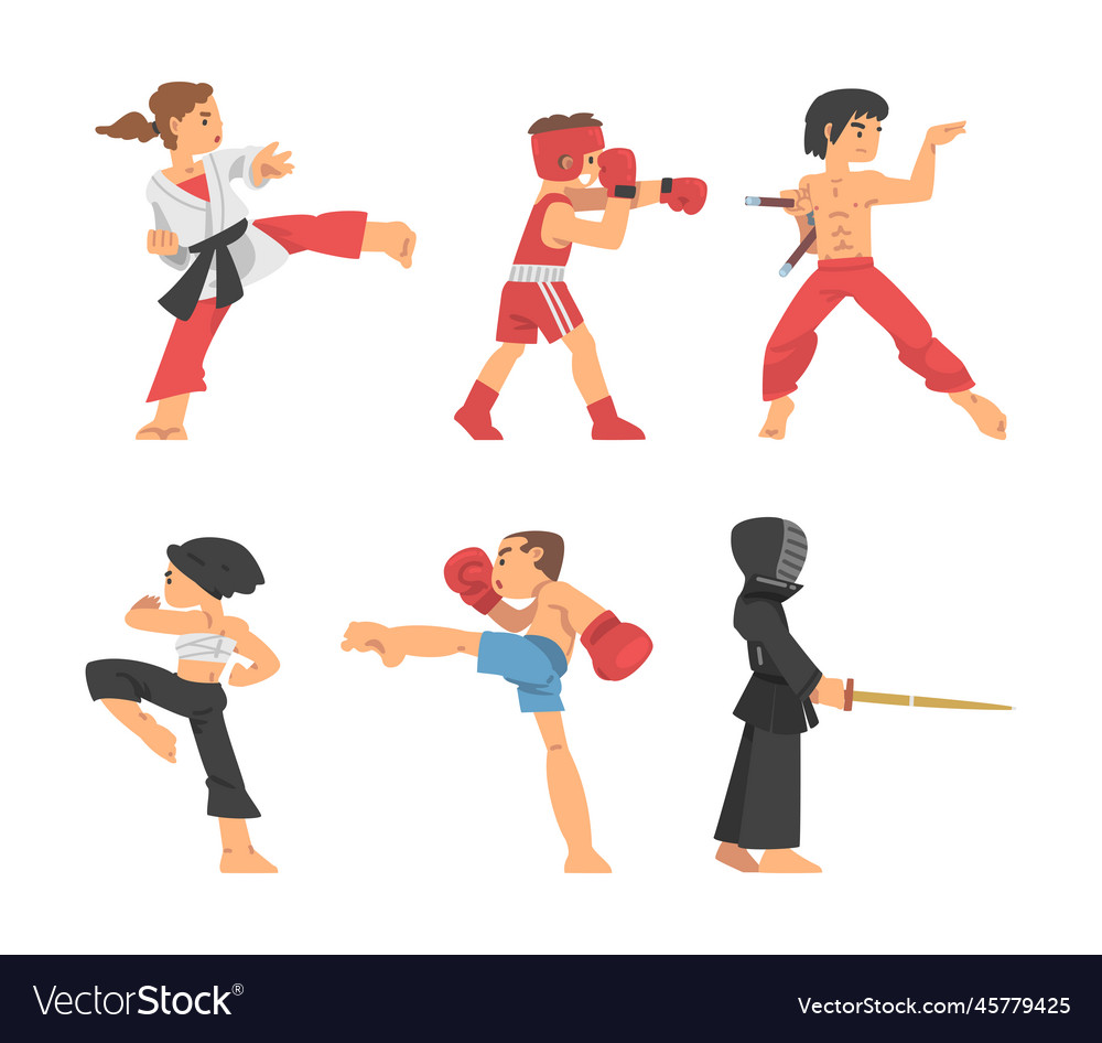 People character engaged in combat sport Vector Image