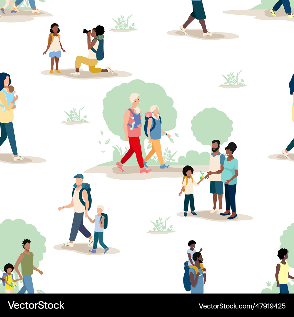 People walking seamless pattern Royalty Free Vector Image
