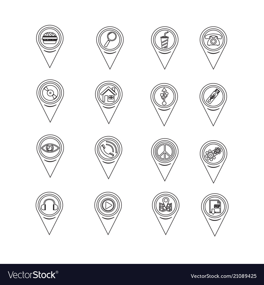 Set von Kartenzeiger-Symbolen für die Website Vector Image Set von Kartenzeiger-Symbolen für die Website