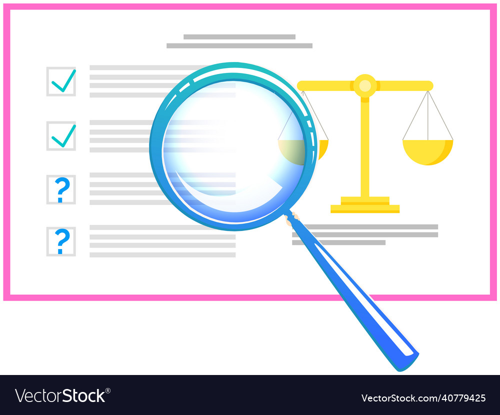Task list with magnifier scales elements Vector Image Task list with magnifier scales elements