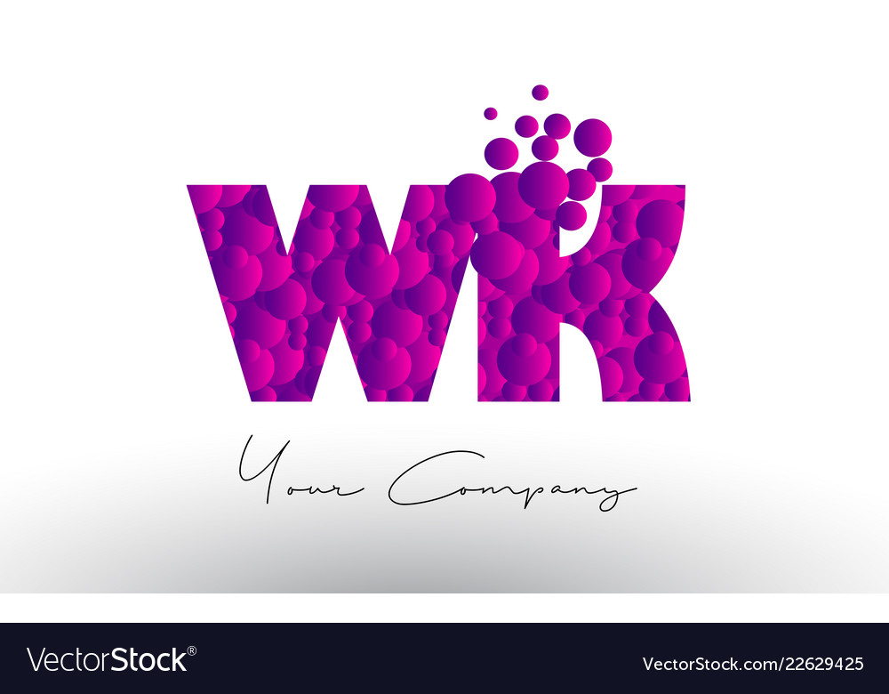 Wk w k dots letter logo with purple bubbles