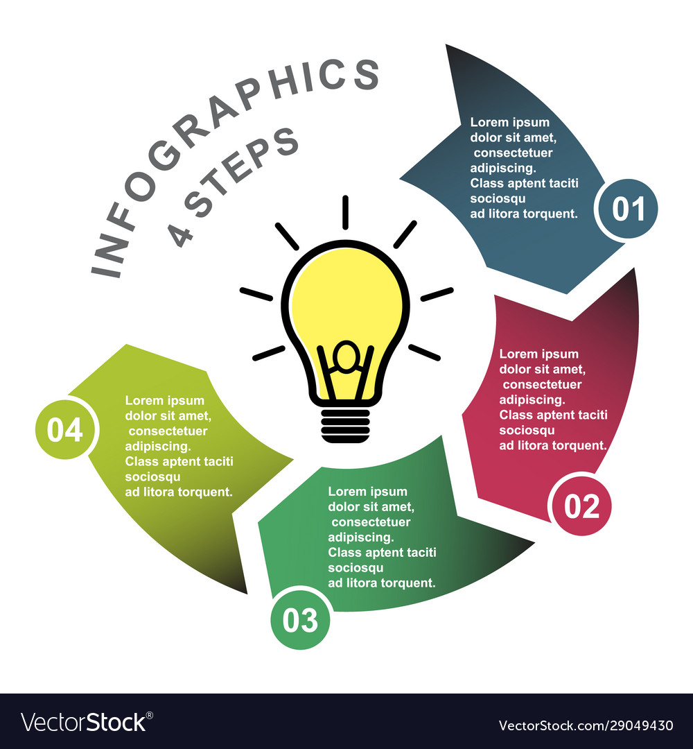 4 step element in four colors with labels vector image 4 step element in four colors with labels