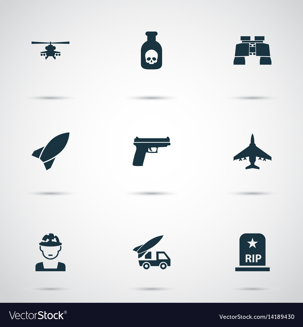 Army icons set collection of chopper weapons