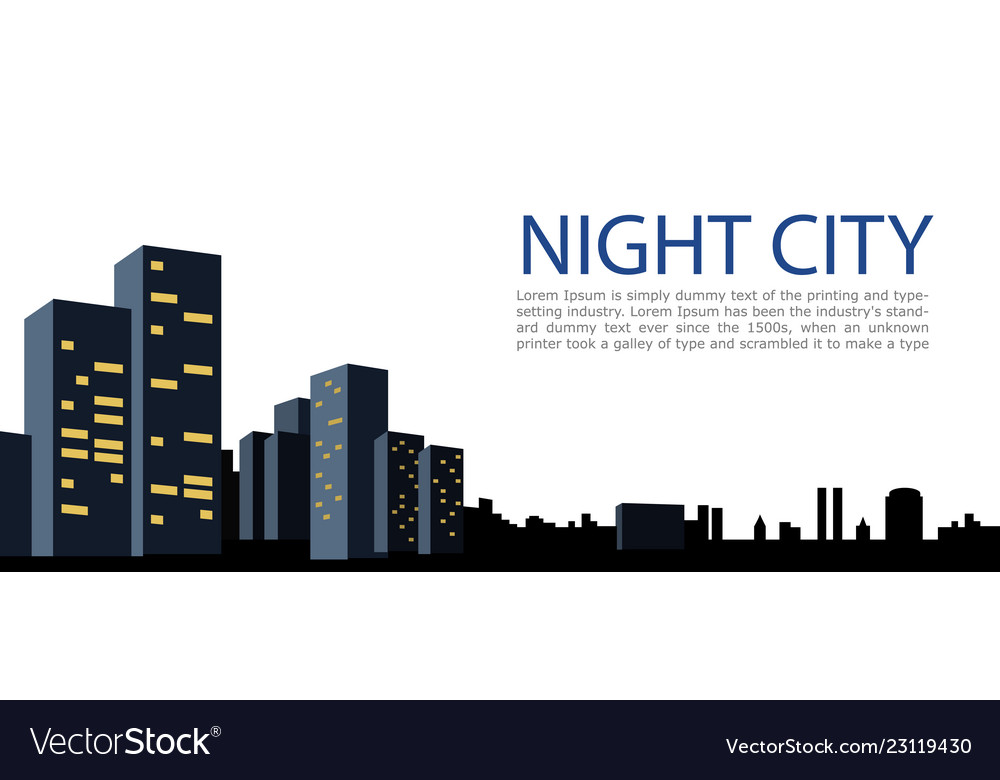 Banner big city night on white background