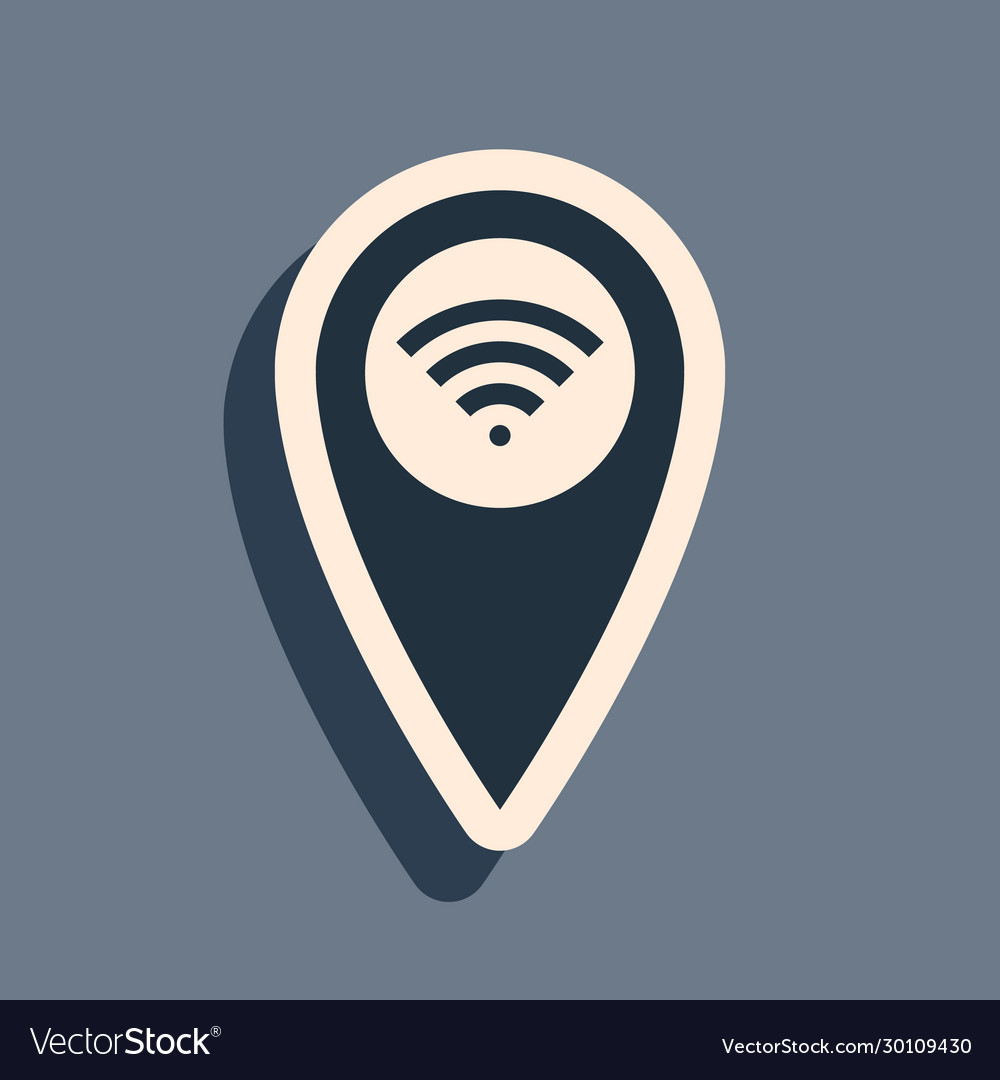 Black pointer map with wifi internet signal vector image Black pointer map with wifi internet signal
