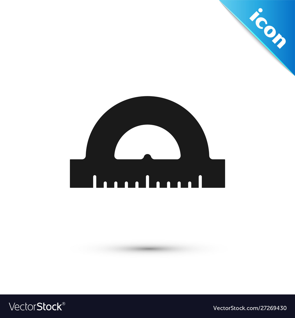 Black protractor grid for measuring degrees icon