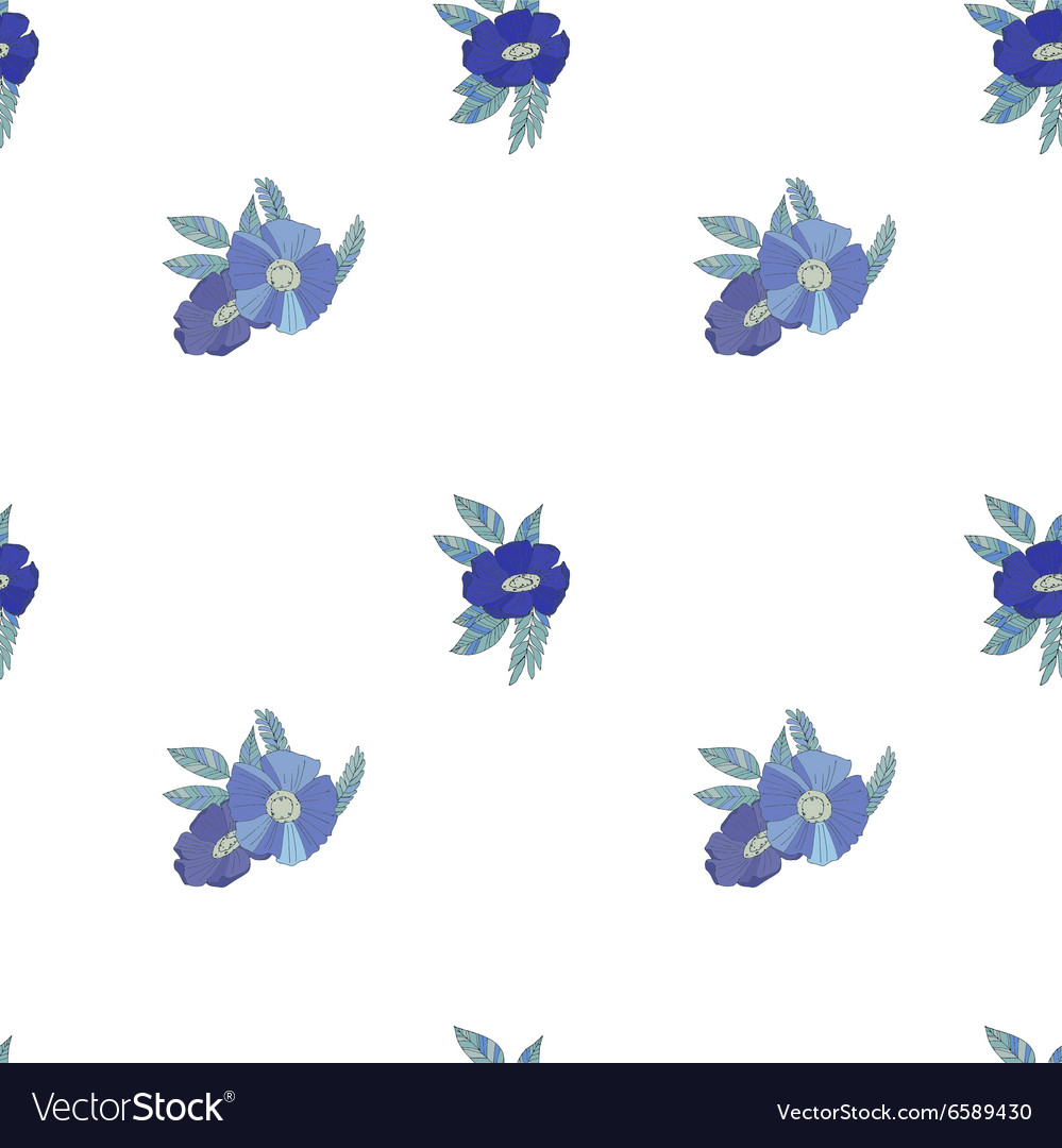 Blue flowers on white background