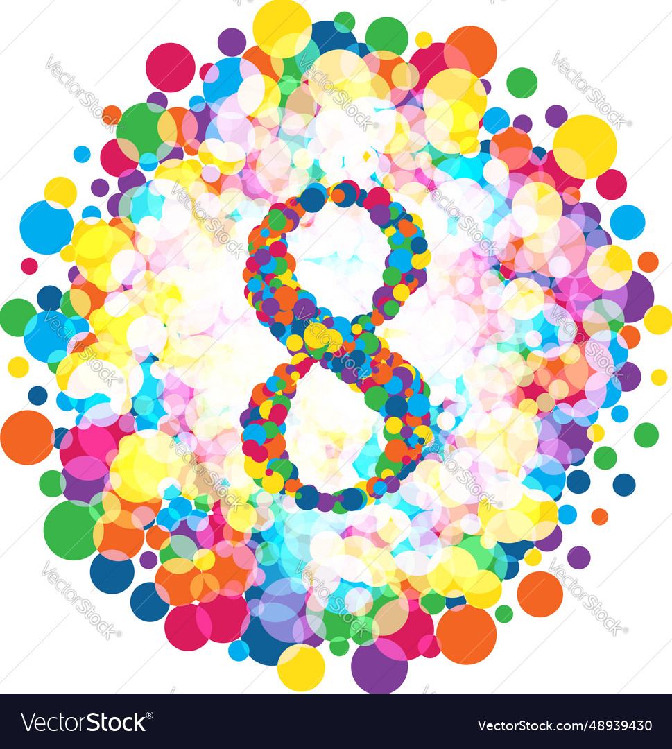 Digit 8 in the style of colorful spots pattern vector image Digit 8 in the style of colorful spots pattern