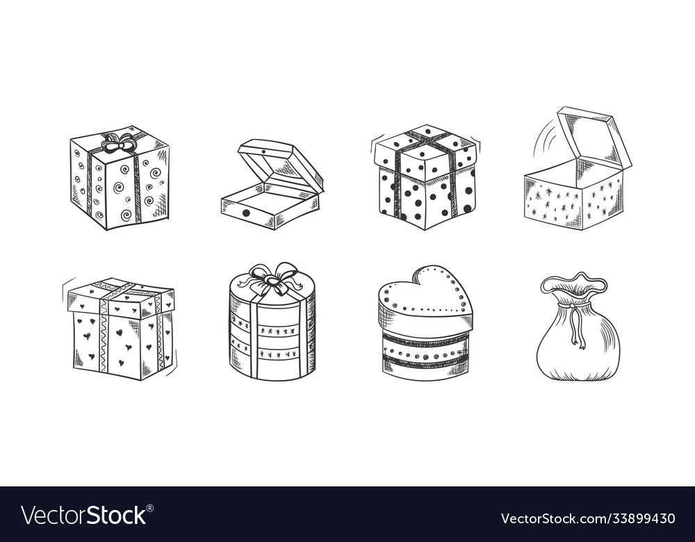 Hand Drawn Gift Royalty Free Vector Image - Vectorstock