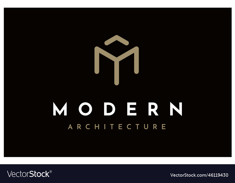 Letter m modern architecture building hexagon logo