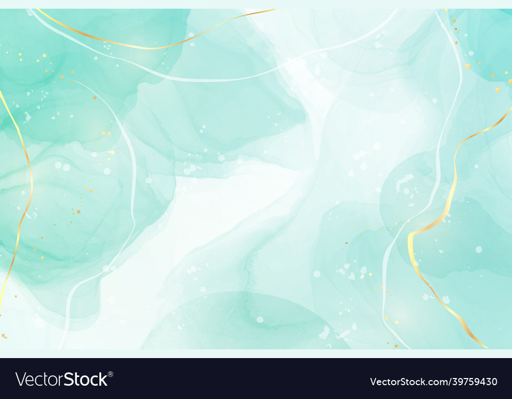 Pastel cyan mint liquid marble watercolor Vector Image