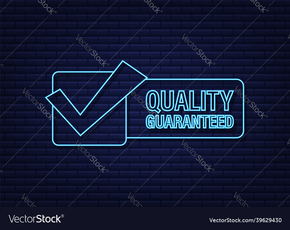 Qualität garantierte Neon-Icon-Check-Marke Premium vector image Qualität garantierte Neon-Icon-Check-Marke Premium