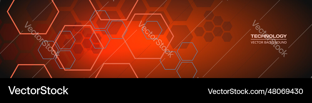Red hexagon technology abstract background Vector Image
