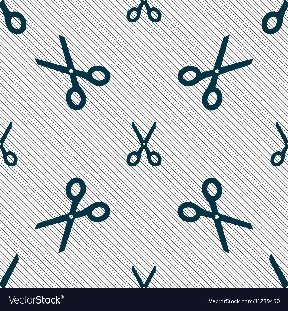 Scissors icon sign seamless pattern with geometric