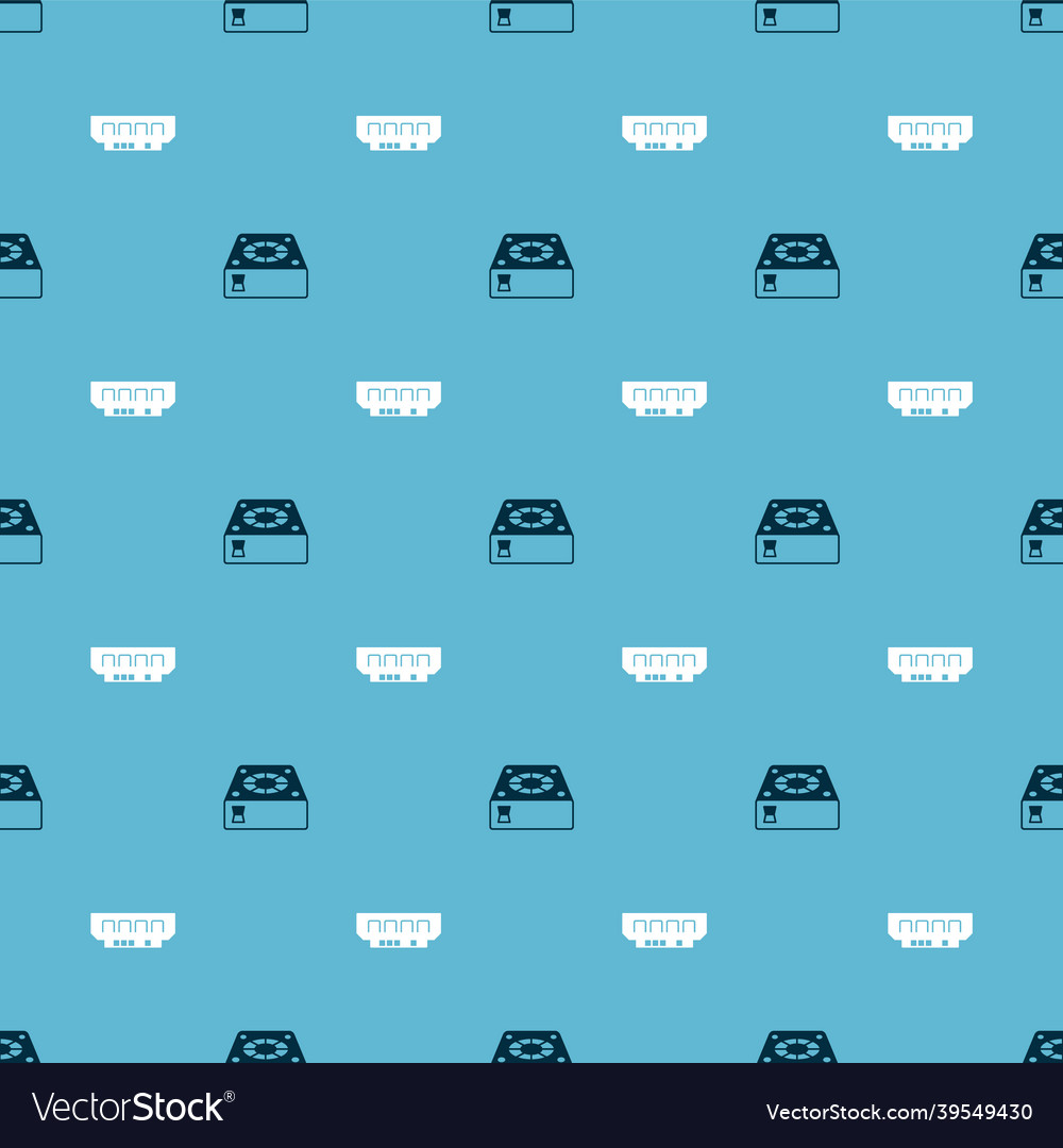 Set computer cooler and ram random access memory vector image Set computer cooler and ram random access memory
