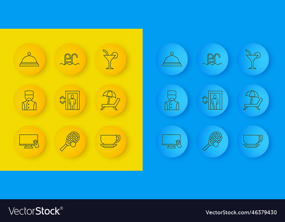 Set Linie smart tv Concierge Lift Kaffeetasse vector image Set Linie smart tv Concierge Lift Kaffeetasse