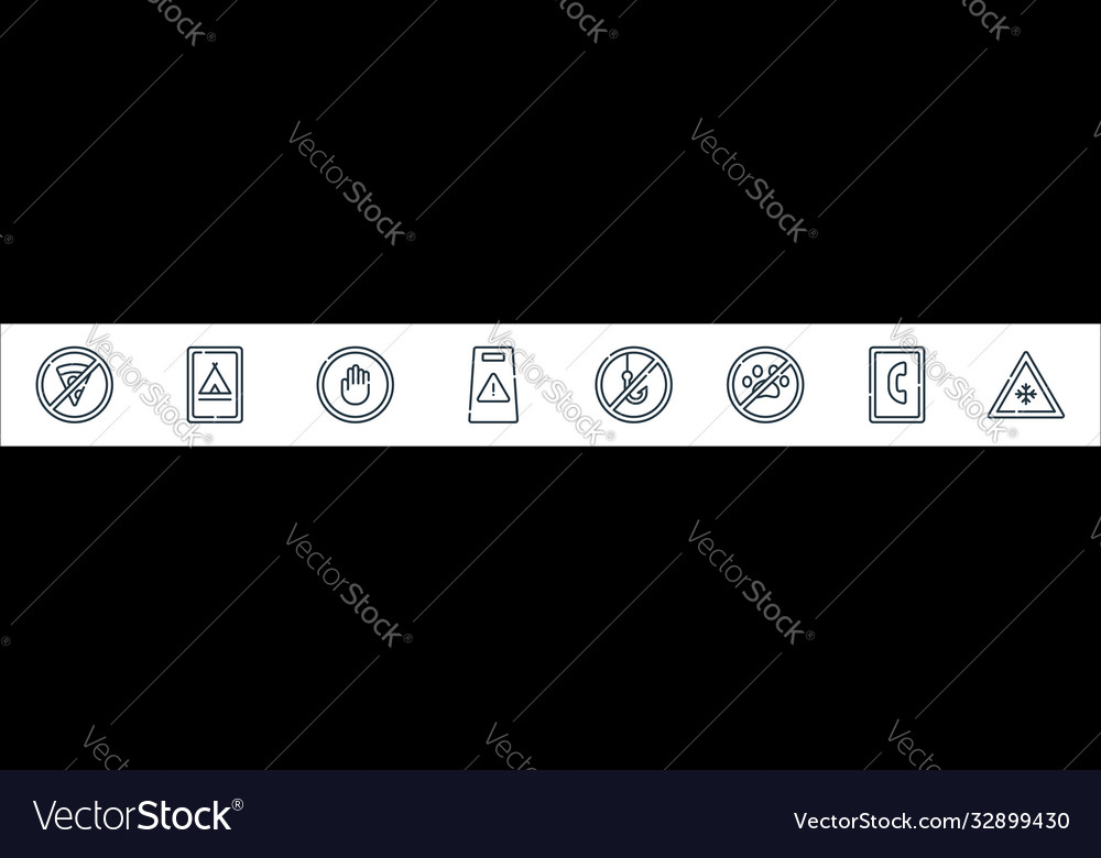 Signals and prohibitions line icons linear set vector image Signals and prohibitions line icons linear set