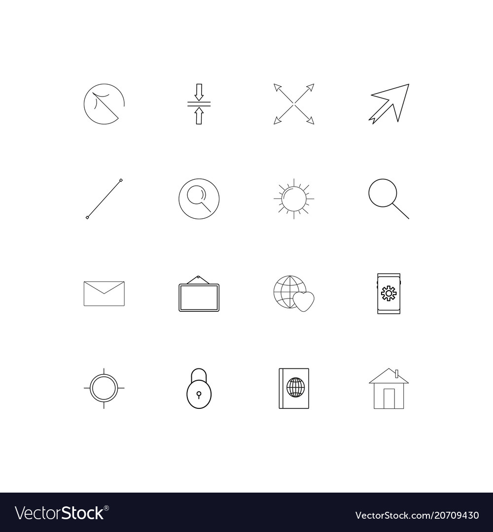 Signs and symbols simple linear icons set