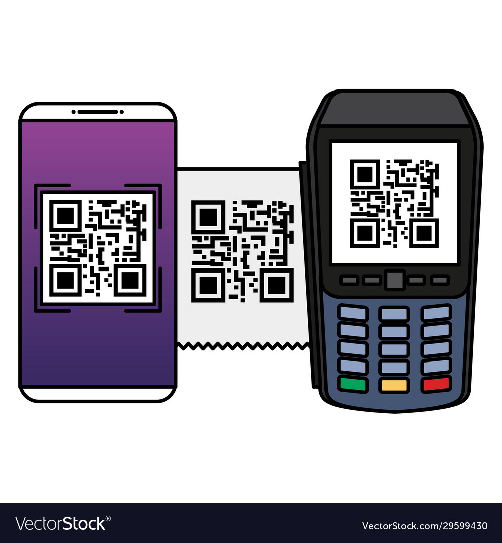 Smartphone und Datentelefon mit Scancode qr vector image Smartphone und Datentelefon mit Scancode qr