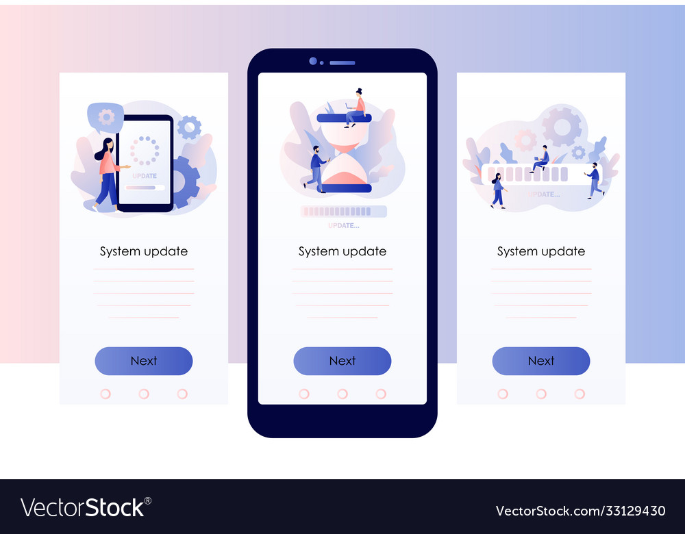 System update concept screen template for mobile