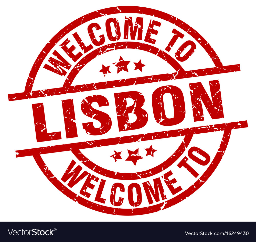 Willkommen in lisbon rot Stempel