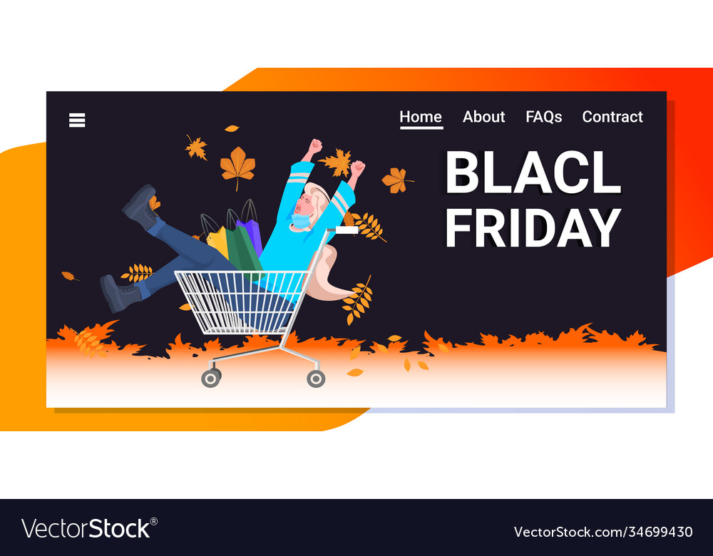 Woman with shopping bags sitting in trolley cart vector image Woman with shopping bags sitting in trolley cart