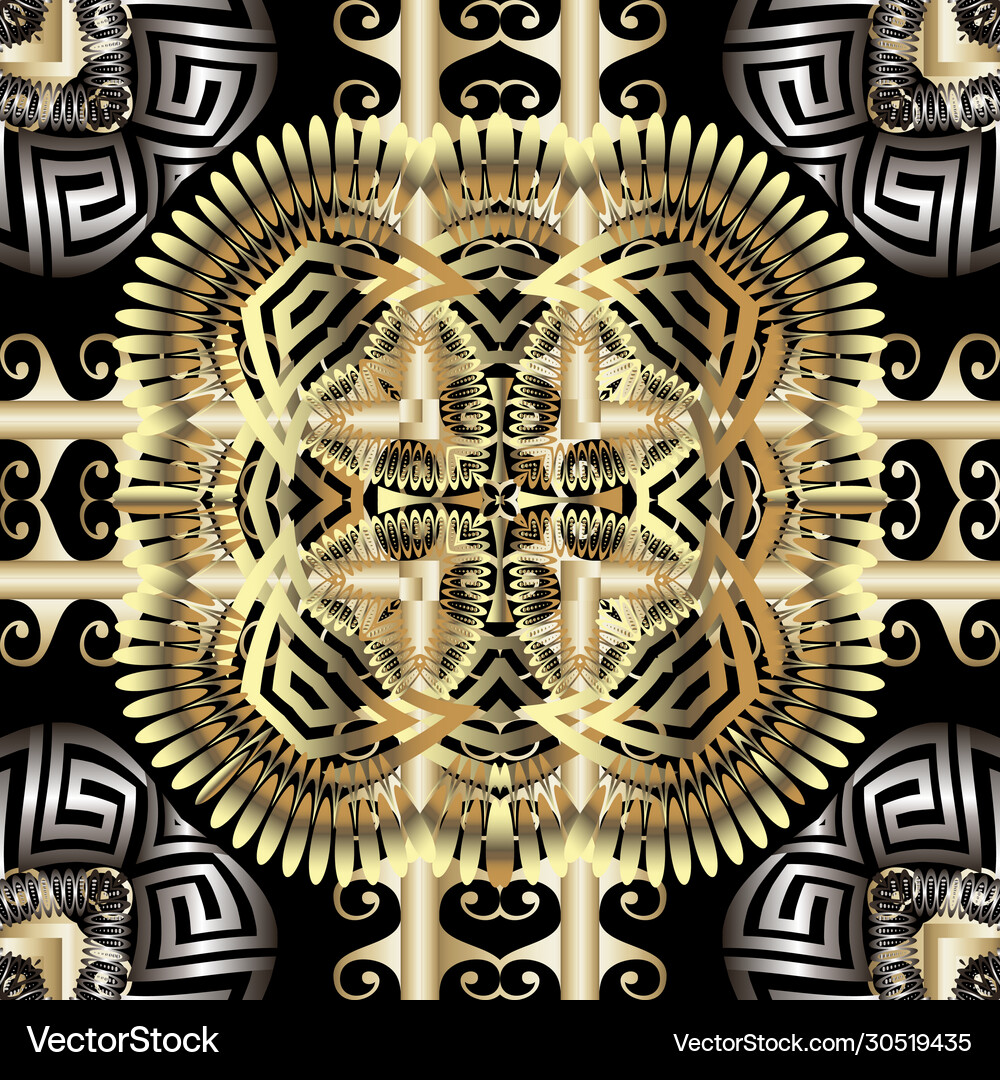 Beautiful greek 3d seamless pattern Royalty Free Vector