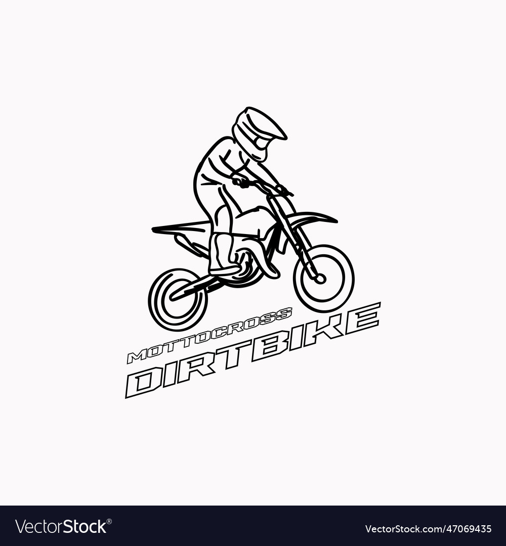 Dirt bike mottocross linear silhouette desi Vector Image