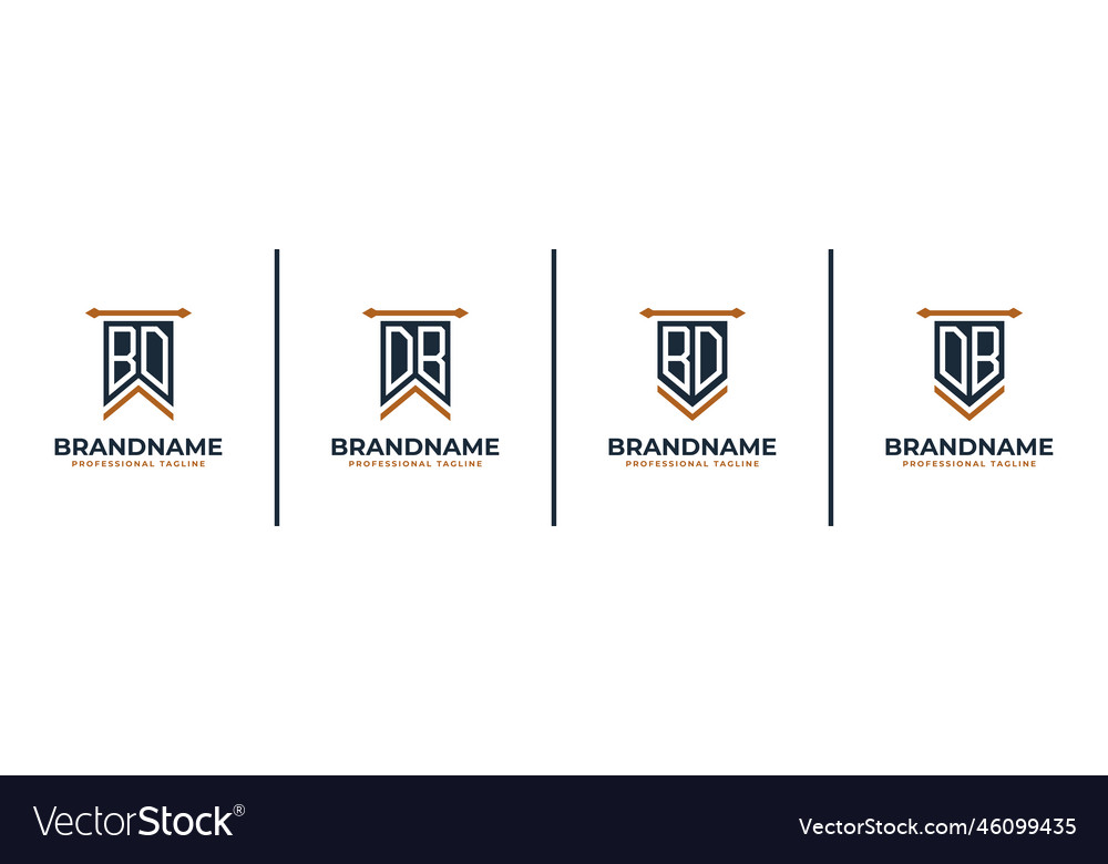 Letter bd and db pennant flag logo set represent
