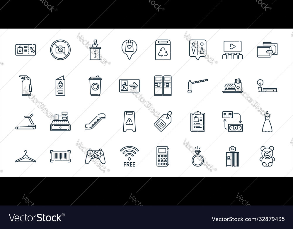 Mall line icons linear set quality Vector Image Mall line icons linear set quality