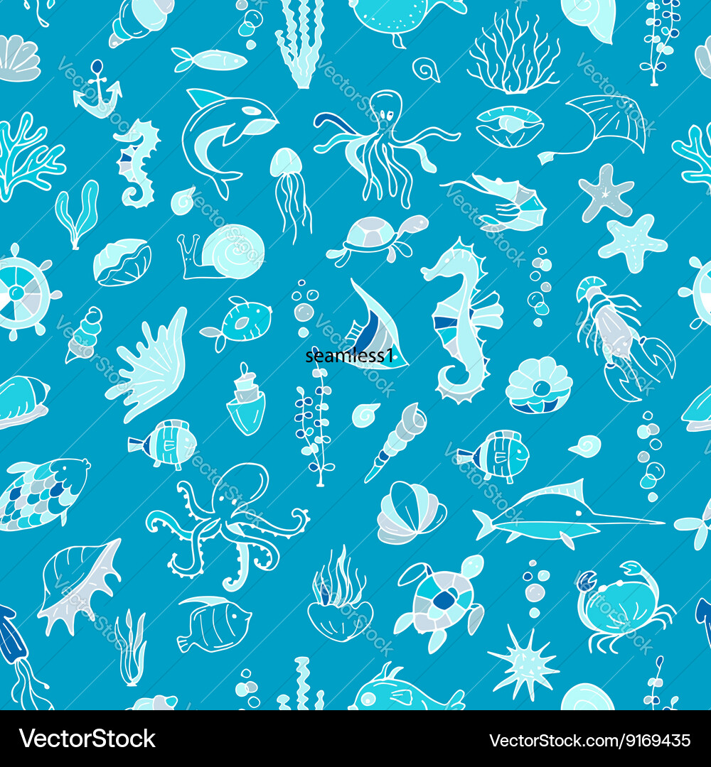 Marine Seashell Pattern - Aqua Royalty Free Vector Image