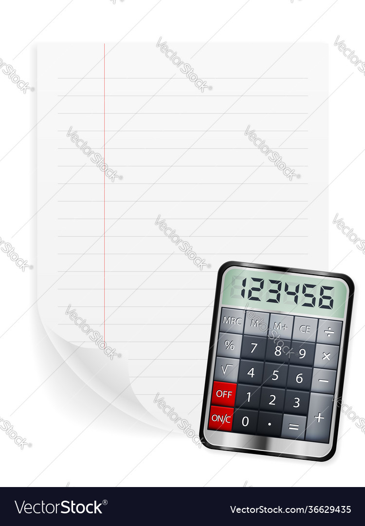 Notebook sheet and calculator