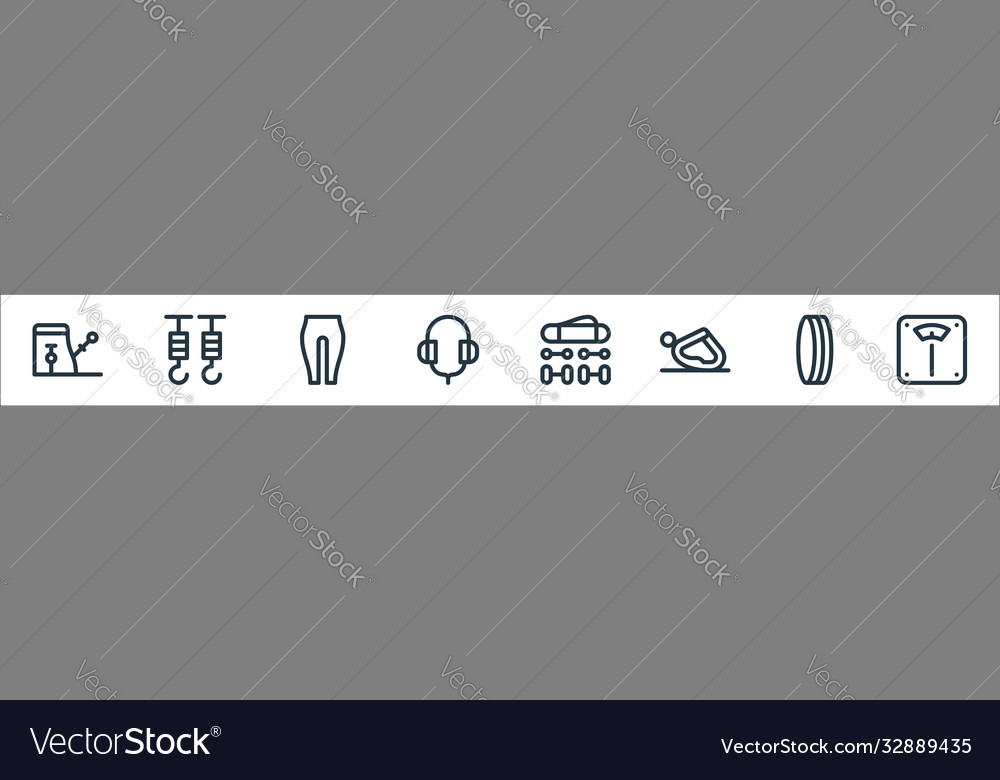 Pilates line icons linear set quality vector image Pilates line icons linear set quality