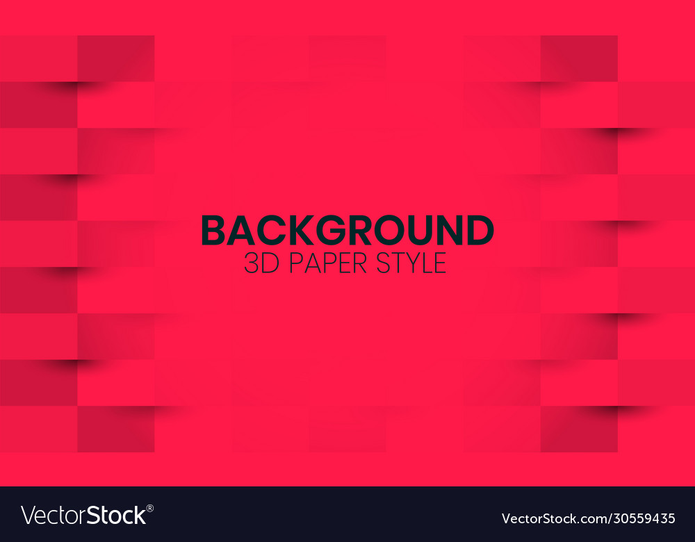 Red abstract background with 3d paper art style