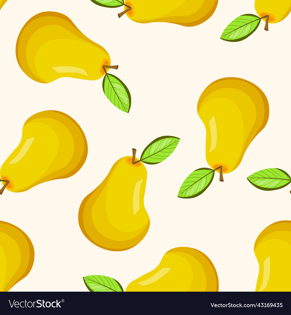 Seamless pattern with pear on white background