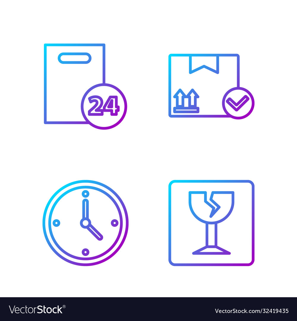 Set line fragile broken glass fast time delivery Vector Image Set line fragile broken glass fast time delivery