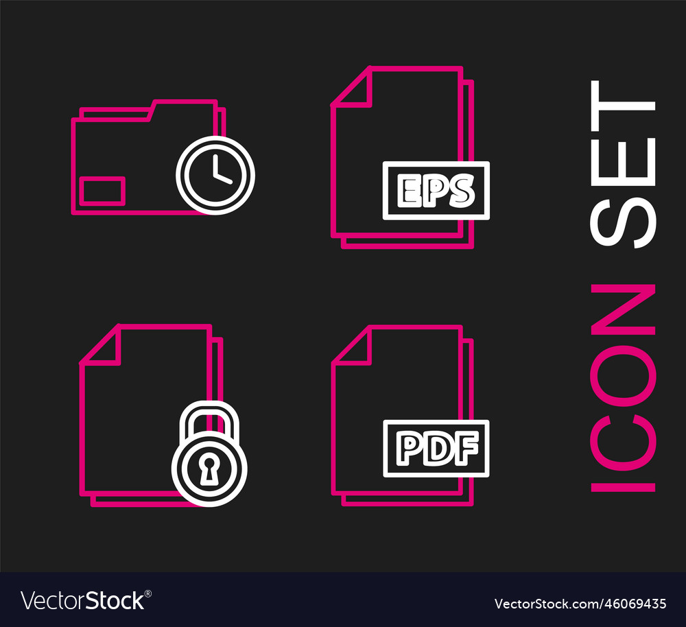 Set line pdf file document and lock eps vector image Set line pdf file document and lock eps
