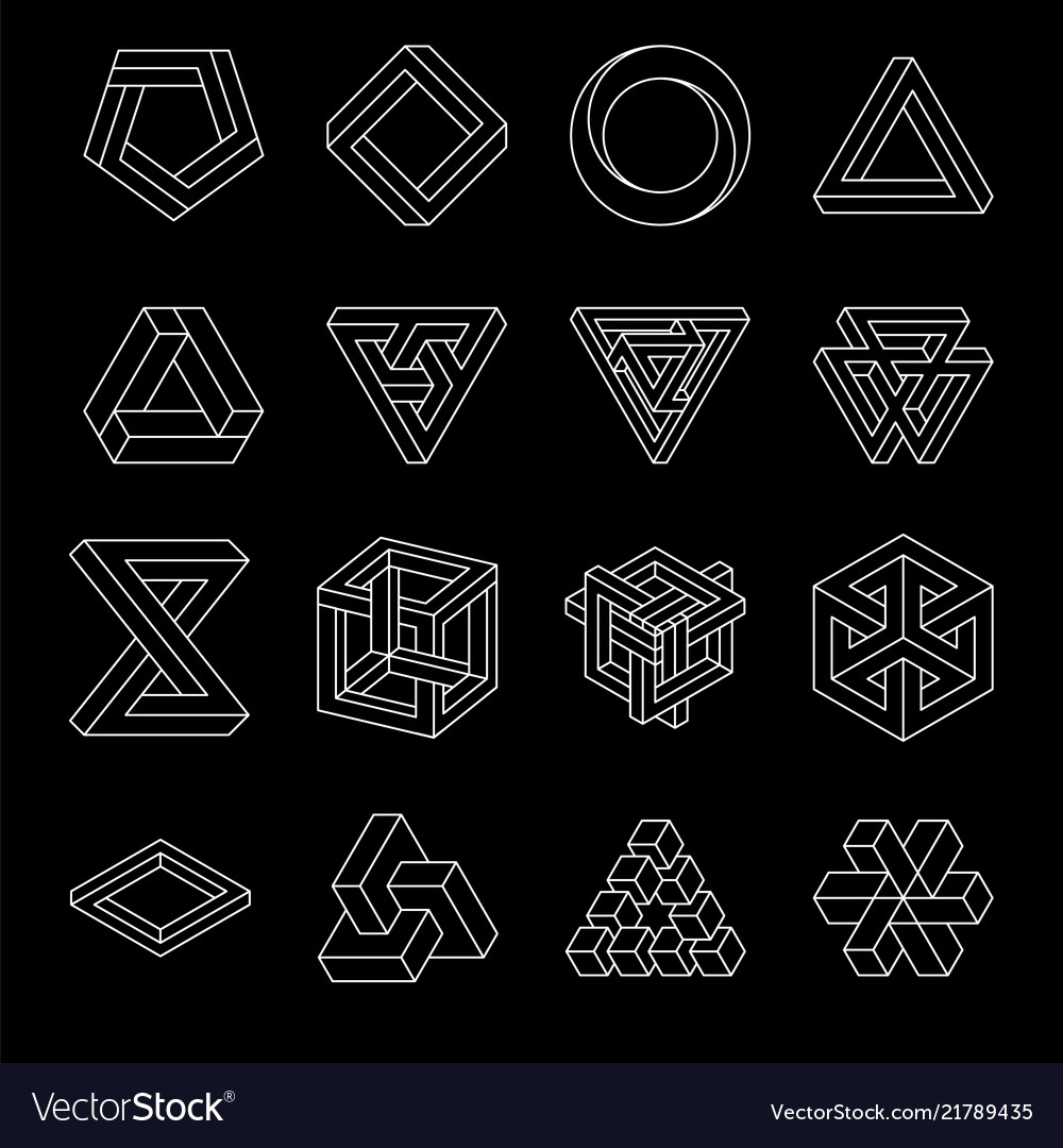 Set of impossible shapes optical Royalty Free Vector Image