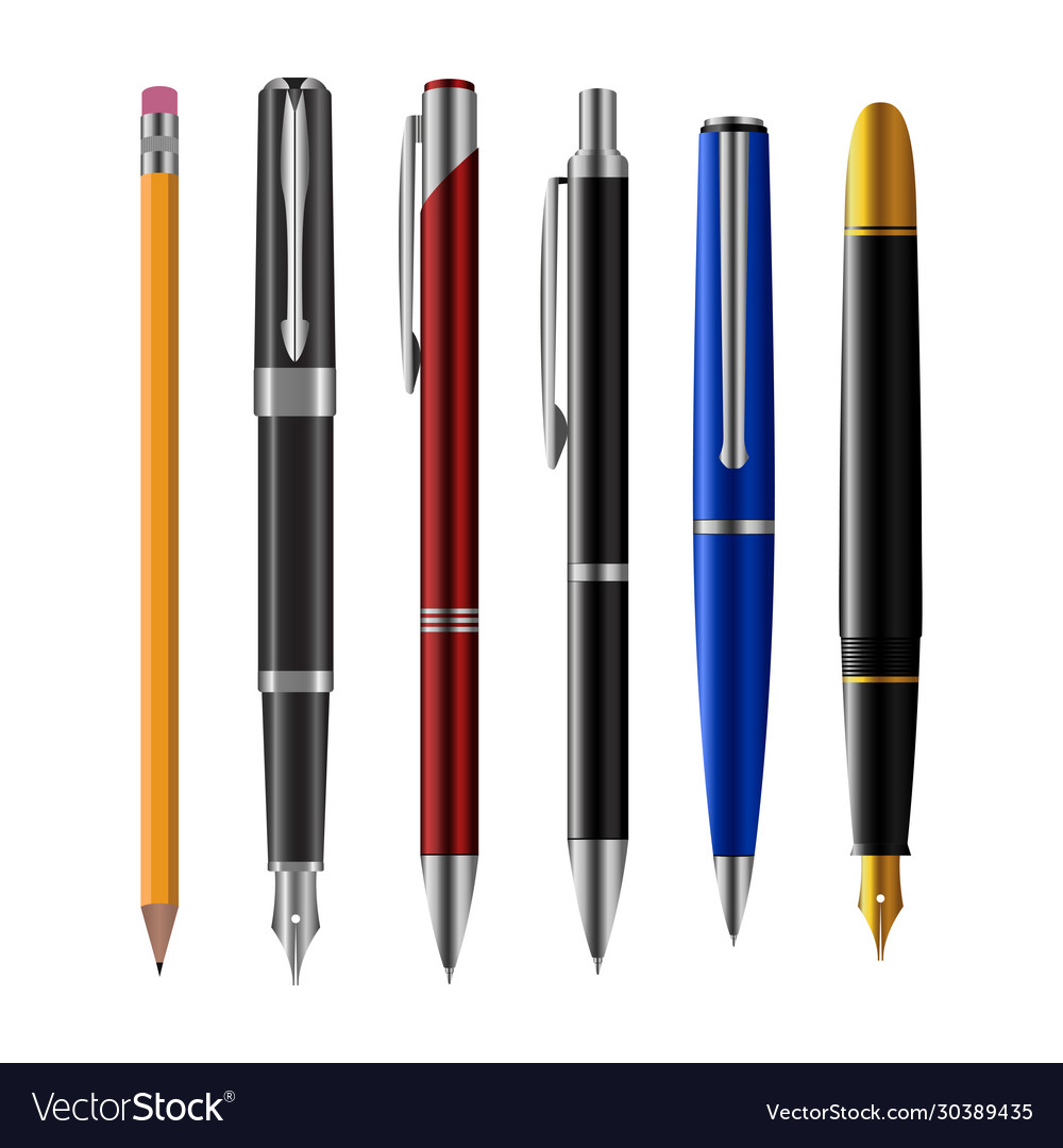 Set pens Royalty Free Vector Image - VectorStock