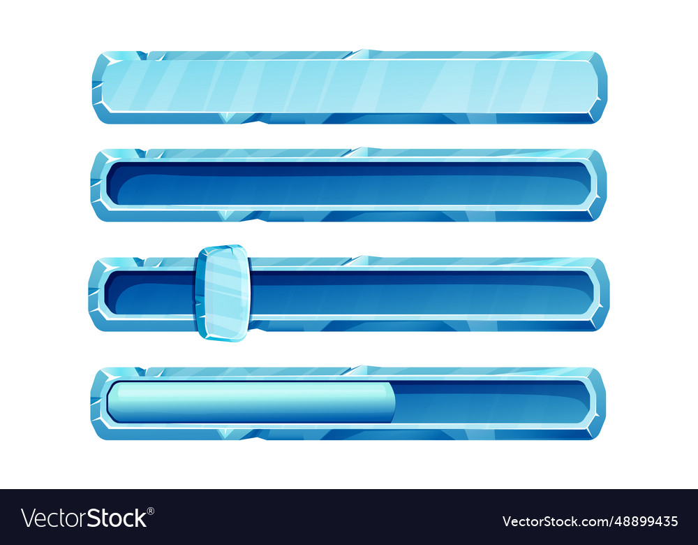 Set slider ice interface button frozen panel vector image Set slider ice interface button frozen panel