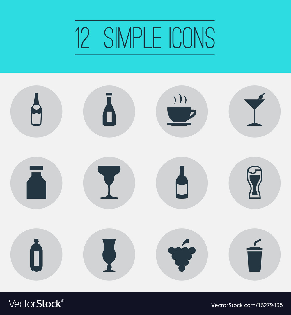 Simple Drinks Icons Set