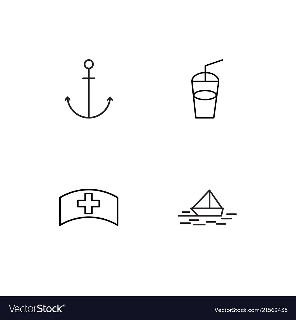 Summer linear icons set simple outline